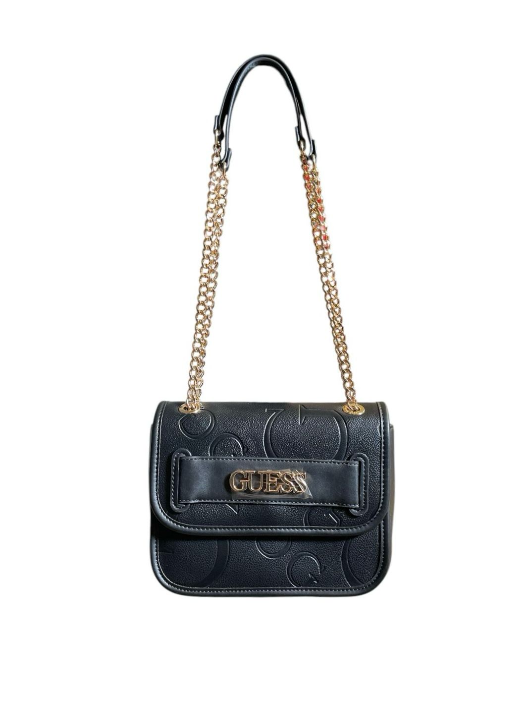 Bolsa Guess Negra con Cadena Dorada - Elegancia y Estilo